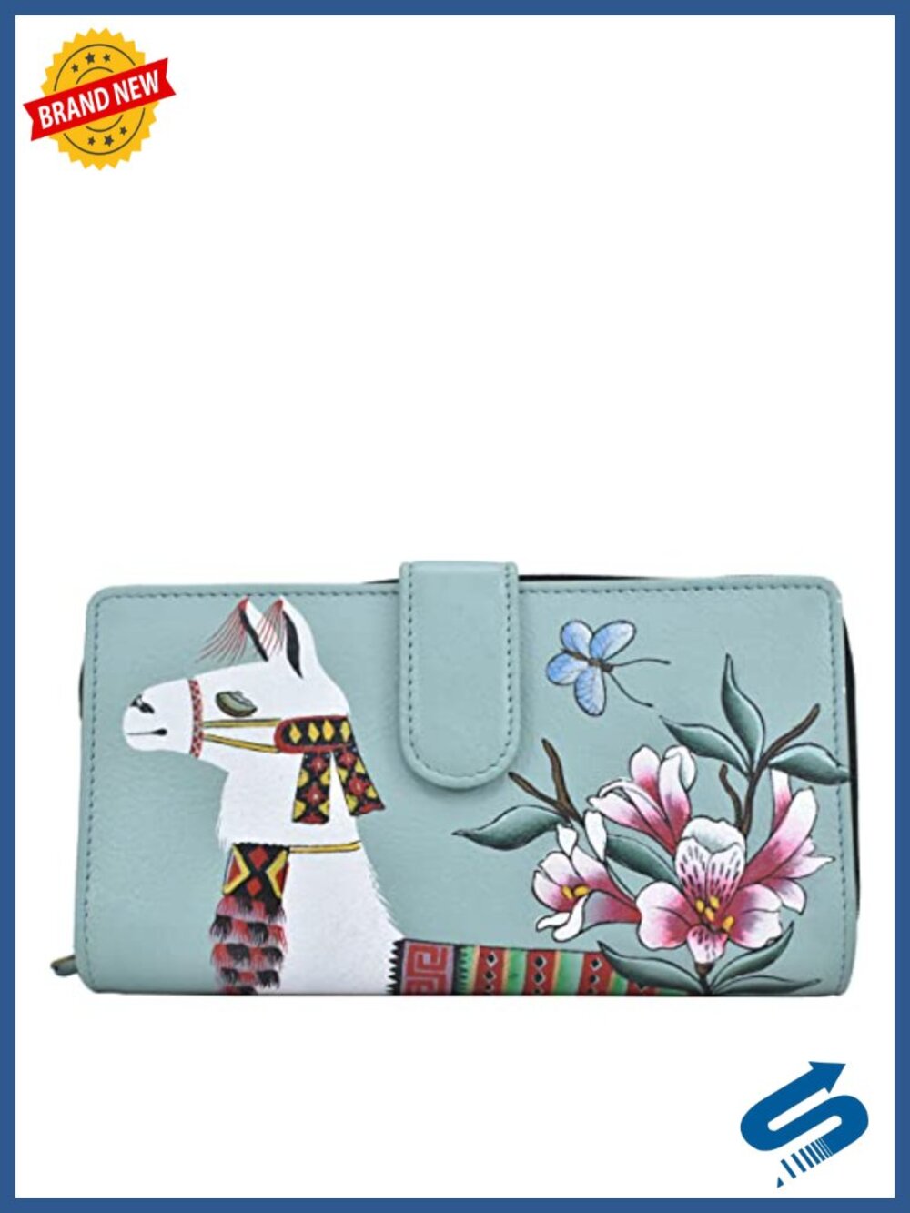 Hand Painted Genuine Leather Two Fold Wallet with Card Slots
